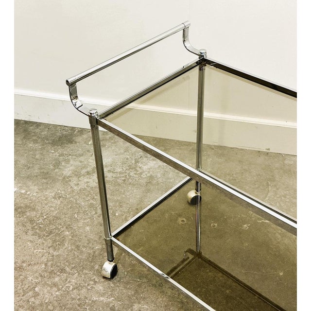Vintage Chrome Drinks Trolley with Smoked Glass, 1980s For Sale - Image 4 of 13