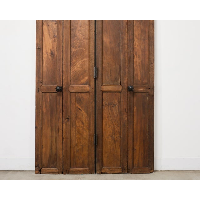 Pair of Rustic 19th C. French Walnut Bifold Wood Doors 9 Ft For Sale In Sacramento - Image 6 of 18