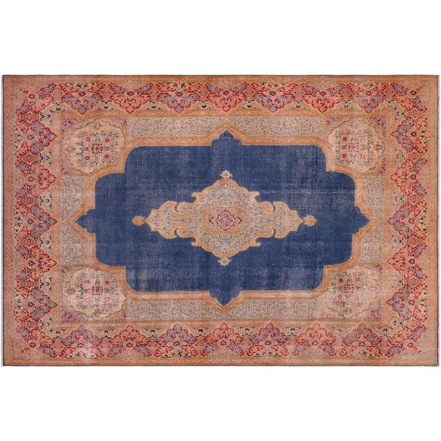 Shabby Chic 1990's Vintage Blue/Pink Wool Rug - 9'10'' X 13'9'' For Sale - Image 10 of 10