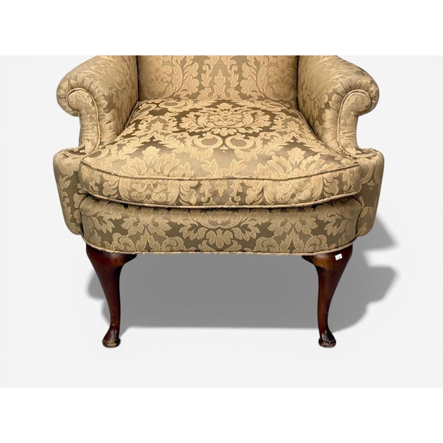 Queen Anne, Wingback Chair, Fabric, Mahogany, England, 19th C. For Sale In New York - Image 6 of 7