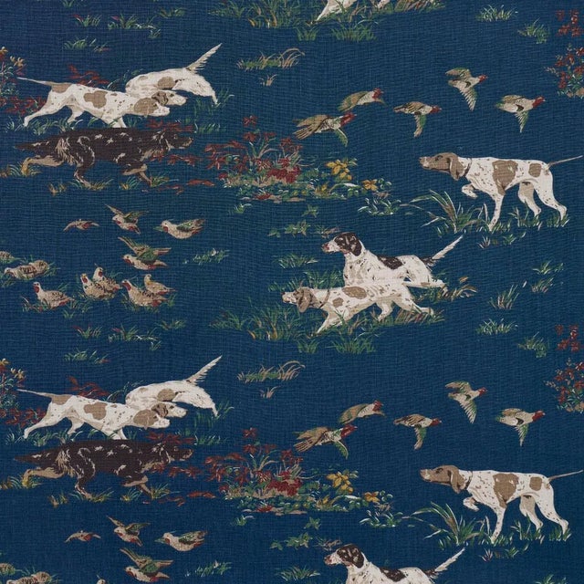 Schumacher Pointers Fabric In Indigo For Sale