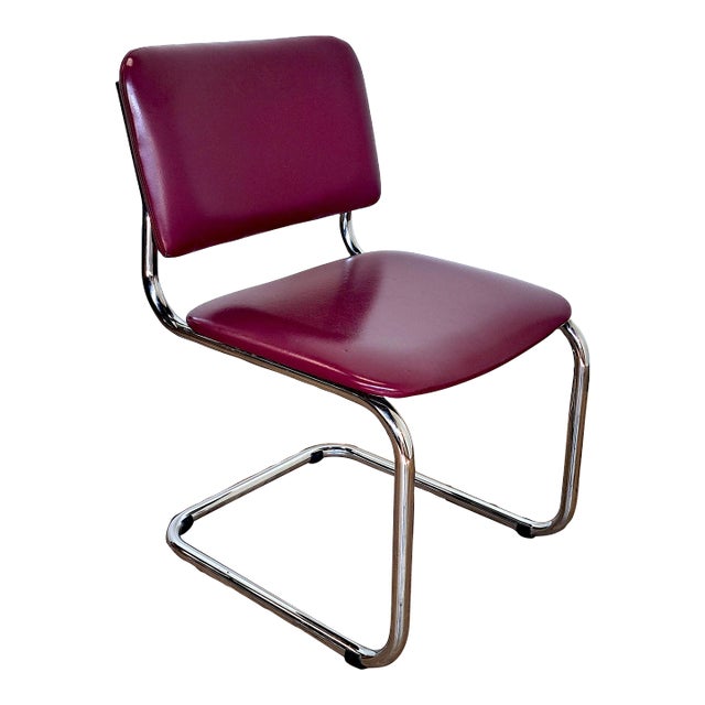 70's Loewenstein Vinyl & Chrome Cantilevered Chair For Sale