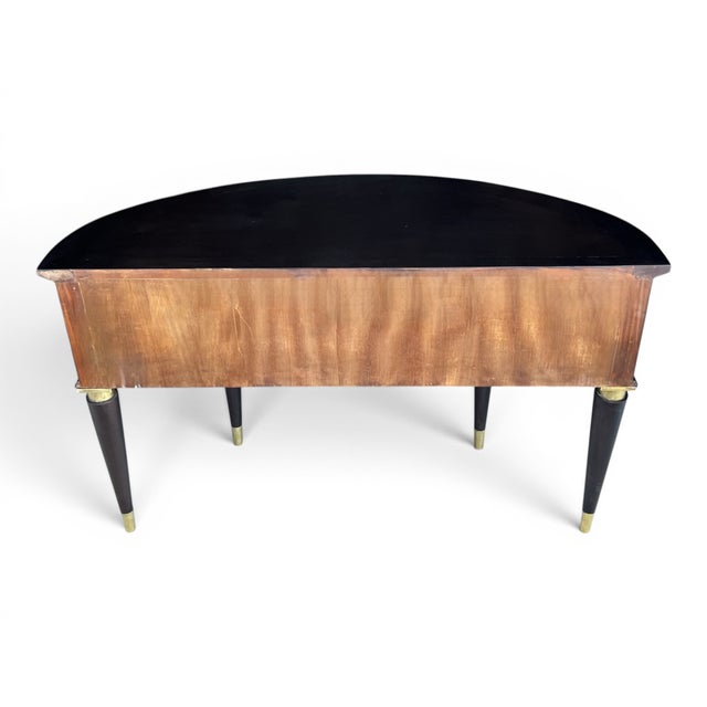 Vintage Hollywood Regency Demi-Lune Server in Ebonized Wood With Brass Accents For Sale - Image 10 of 10