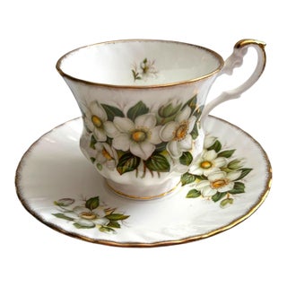 Vintage Royal Minster Christmas Rose Teacup & Saucer | Fine Bone China For Sale