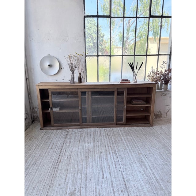 Brown Pine and Oak Sideboard with Glass Doors, 1950s For Sale - Image 8 of 18