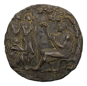 Vintage Brutalist Bronze Wall Plaque of Hippokrates by Fritz Nuss for Buderus / Thomae, 1981