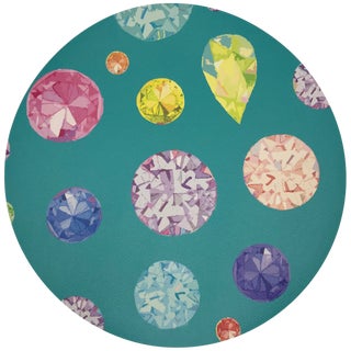 Nicolette Mayer Jewel Cyan 16" Round Pebble Placemats, Set of 4 For Sale