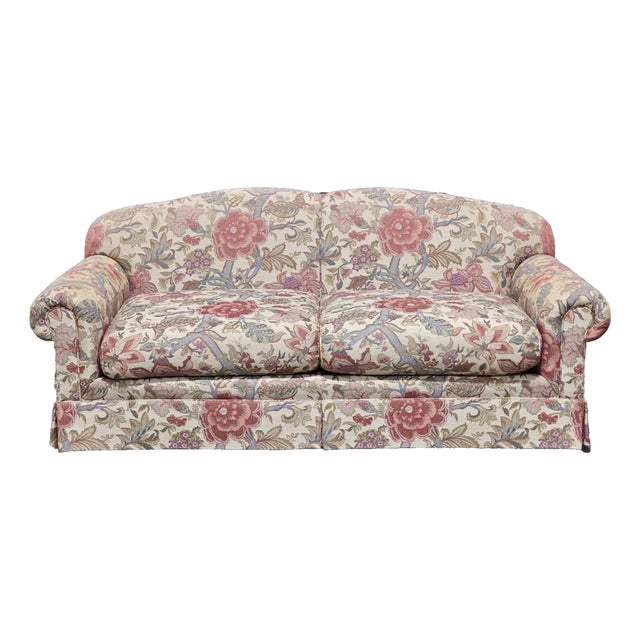 Henredon Furniture Sofa Upholstered in Needlepoint Fabric High End W Pillows For Sale