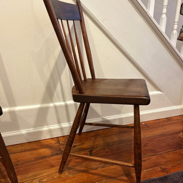 Antique Wooden Spindle Side Chairs - A Pair For Sale In Philadelphia - Image 6 of 12