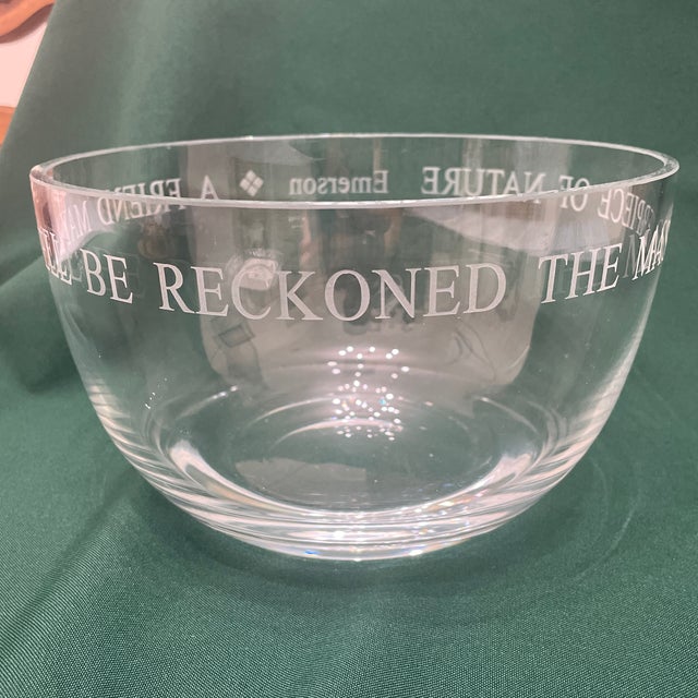 Mid-Century Modern Ralph Waldo Emerson Glass ‘Friendship’ Bowl 8.5” For Sale - Image 3 of 5