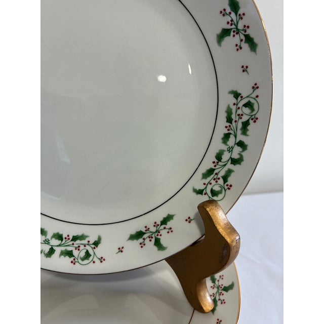 Late 20th Century Vintage Holly & Berry Holiday Dessert Plates - Set of 24 For Sale - Image 5 of 12