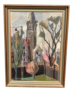 Nini Landgren, Church View, 1952, Oil on Canvas, Framed