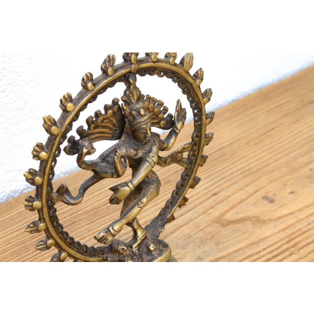 Burnished Golden Brass Shiva Nataraja For Sale - Image 4 of 8