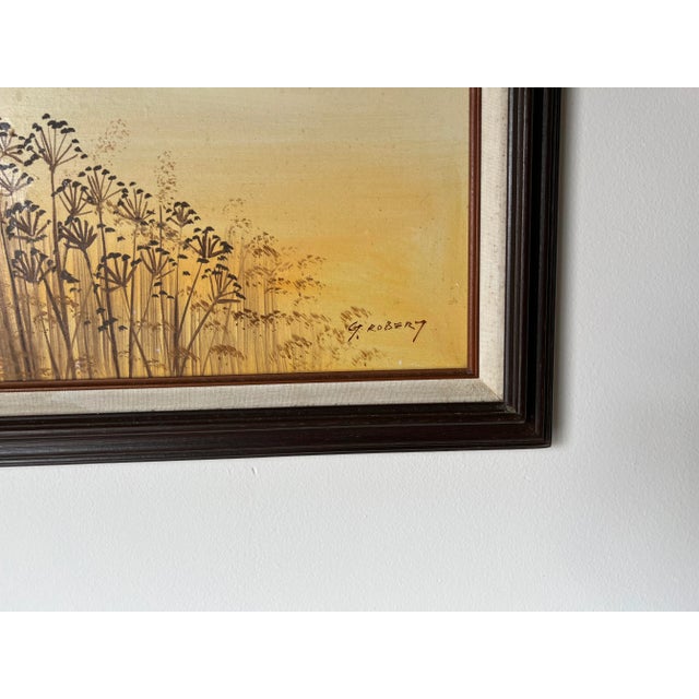 1980s 1980's Vintage G. Robery Impressionist Sunset Landscape Oil Painting, Framed For Sale - Image 5 of 12