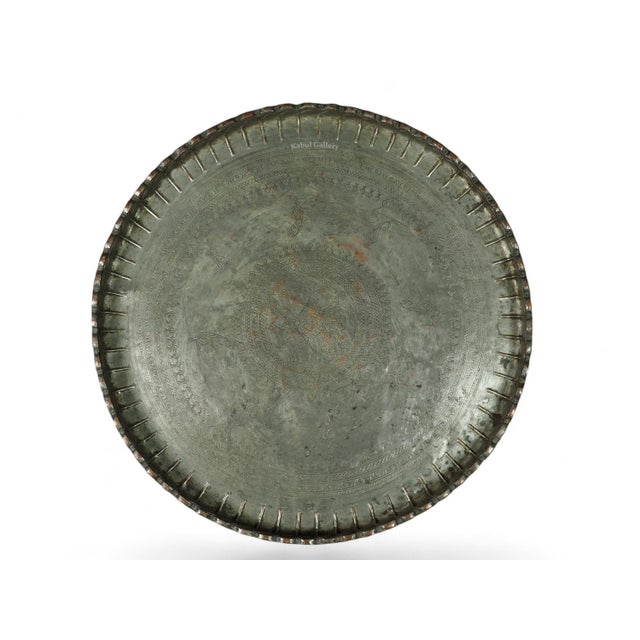 1930s Oriental Islamic Engraved Copper Table Tray, 1930s For Sale - Image 5 of 17
