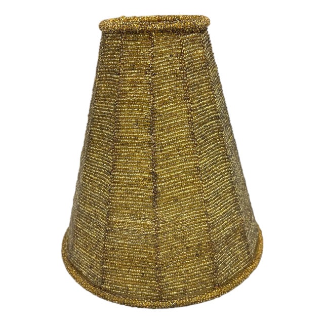Vintage Gold Glass Bead Lampshade For Sale
