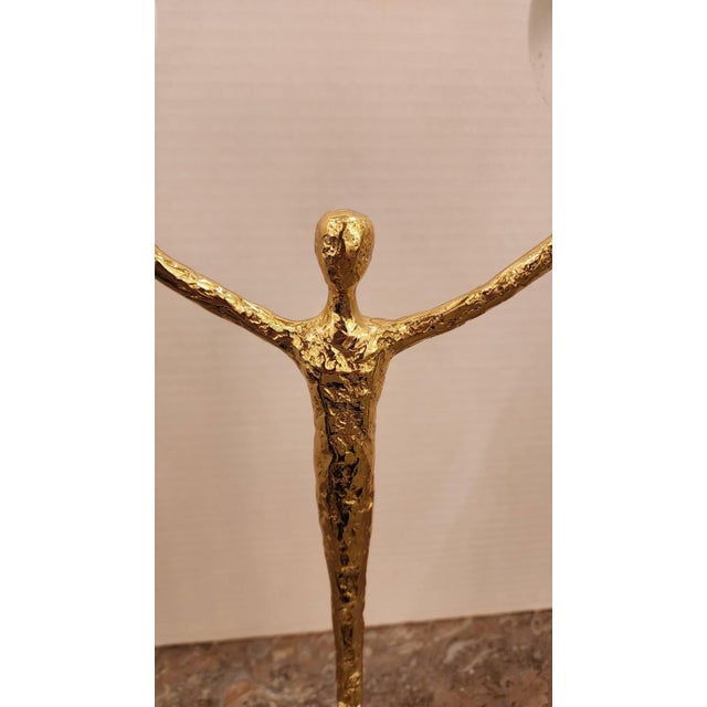 John-Richard John Richard Brass Figure With Two Selenite Balls For Sale - Image 4 of 8