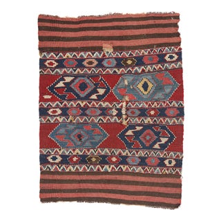 1880's Distressed Antique Caucasian Shirvan Kilim Rug - 02'10 X 03'08 For Sale