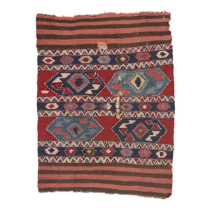 1880's Distressed Antique Caucasian Shirvan Kilim Rug - 02'10 X 03'08