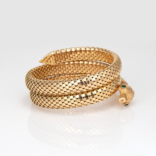 Antique Victorian Snake Bracelet Coiled 18k Yellow Gold French Import Jewelry For Sale - Image 4 of 5