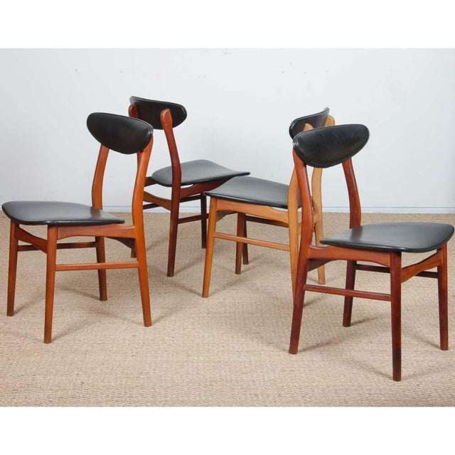 Vintage Scandinavian Wooden Chairs, 1960s, Set of 4, in Good conditions. Designed 1960 to 1969