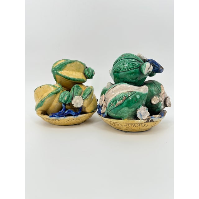 Stunning Antique Chinese Altar Fruit Pair. Peaches in a shallow, decorative bowl. Qing dynasty altar fruit is a set of...