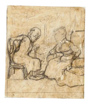 Couple - Pencil Drawing by Gabriele Galantara - Early 20th Century Early 20th Century