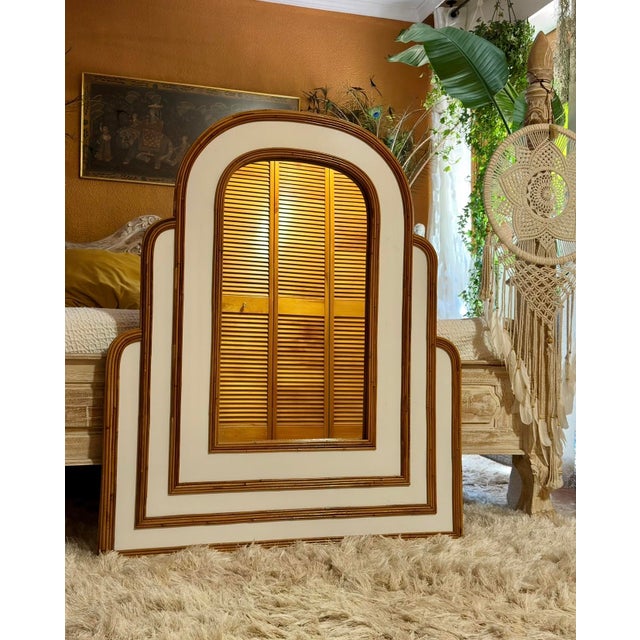 Hollywood Regency Tropical Mirror in Pencil Reed Bamboo attributed to Vivai Del Sud, Italy, 1970s For Sale - Image 10 of 17