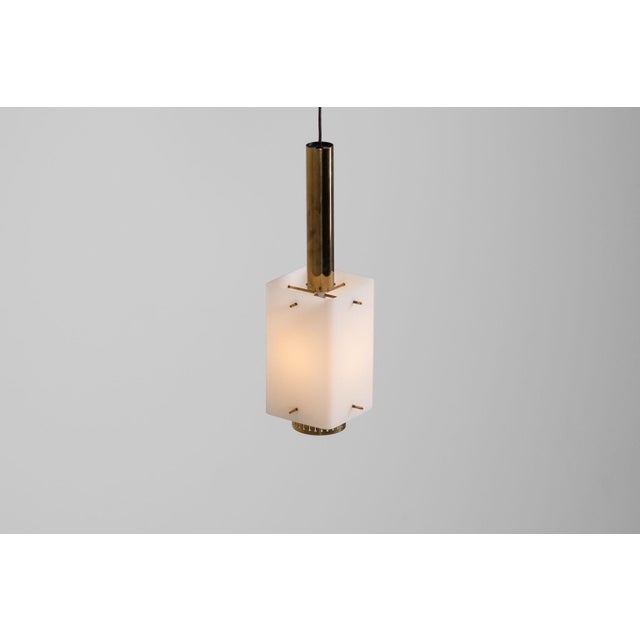 Vintage Italian Pendant Lamp in Brass and Glass from Stilnovo, 1960s For Sale - Image 13 of 16