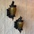 Art Deco Rare Vintage Hammered Amber Glass Lanterns – Matching Set of Three (Hanging Pendant & Pair of Wall Sconces) For Sale - Image 3 of 6