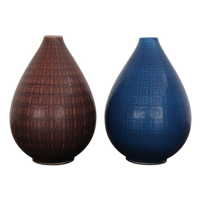 Marselis Vases in Ceramic by Nils Thorsson for Royal Copenhagen, Denmark, 1950s, Set of 2 For Sale