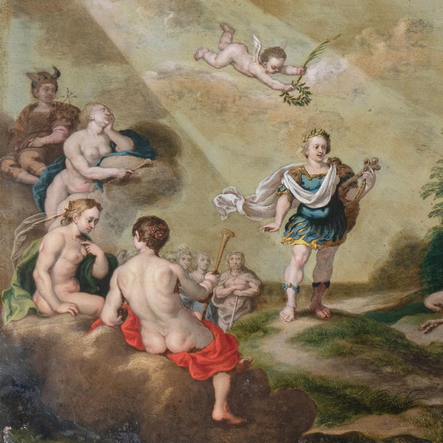 Metal 'The Music Contest Between Apollo and Pan', 17th Century Flemish School, Circa 1610, Renaissance Mythology, Satyr, Hermes For Sale - Image 7 of 12