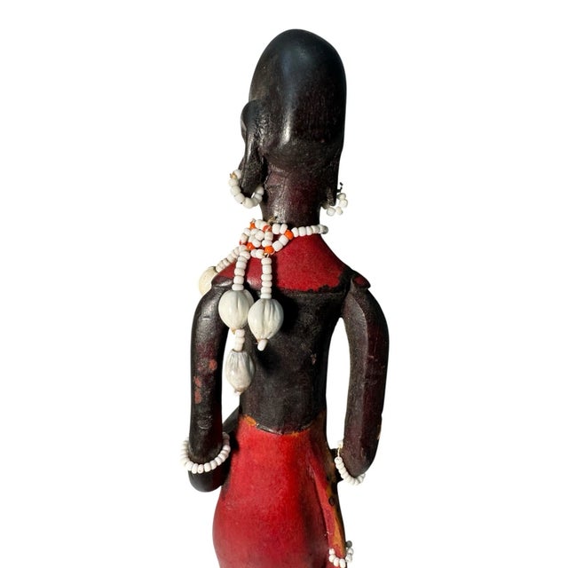 Hand Carved Wooden African Maasai Warrior Figure For Sale - Image 4 of 9