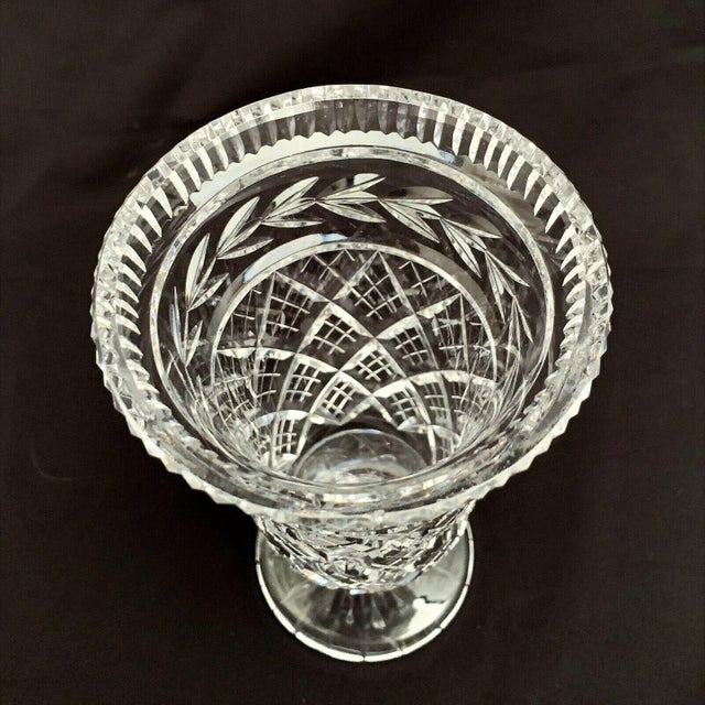 Old Vintage Waterford Crystal Footed Vase in a Glandore Pattern