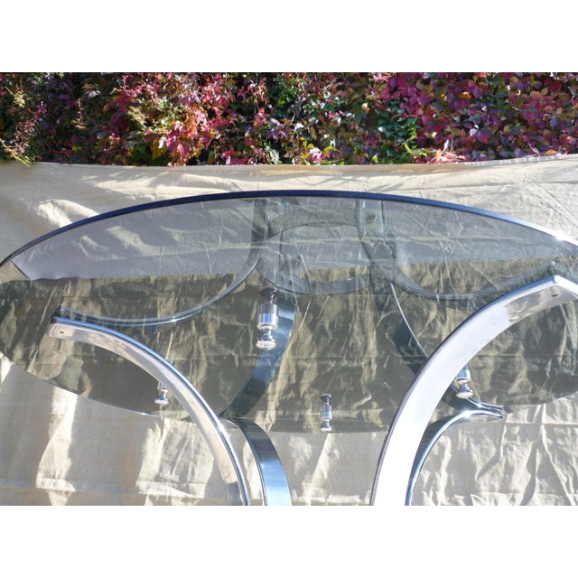 Glass and Chrome Dining Table, 1970s For Sale - Image 6 of 9
