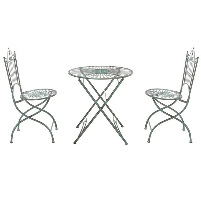Metal Belen 3 Piece Bistro Set - Antique Dark Green For Sale - Image 7 of 8