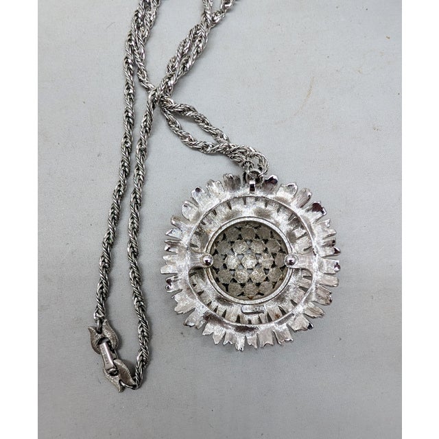 Vintage 1960s Signed Monet Rhodium Plated "Atomic" Pendant Necklace For Sale - Image 10 of 10