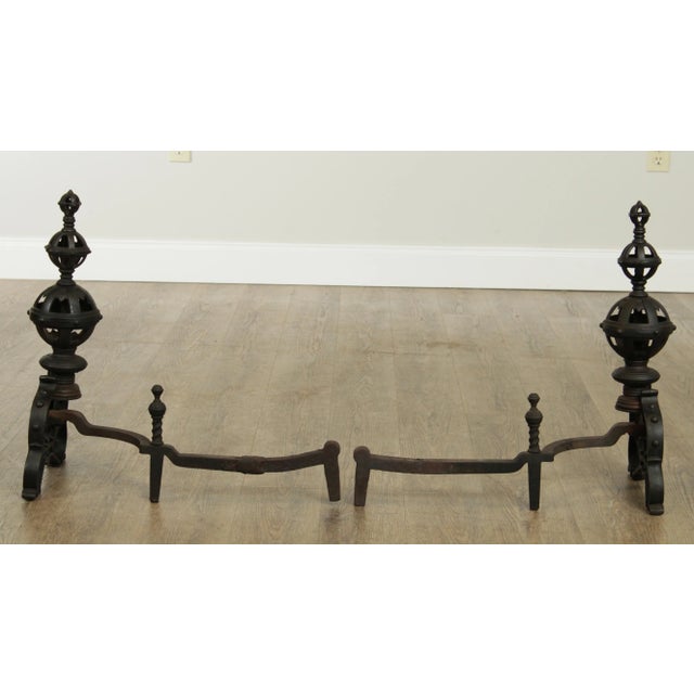 Bradley Hubbard Bradley & Hubbard Antique Cast Iron Andirons # 9518 - A Pair For Sale - Image 4 of 13