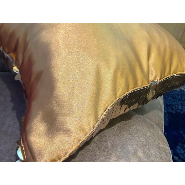 Gold Paillette Sequin Cushion Cover For Sale - Image 9 of 12
