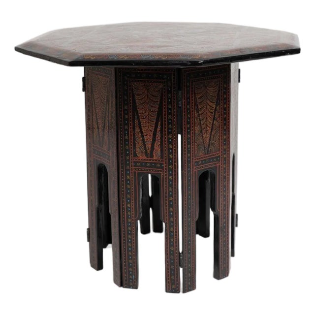 Late 19th Century Burmese Pan Yun Lacquer Octagonal Folding Chai Table For Sale