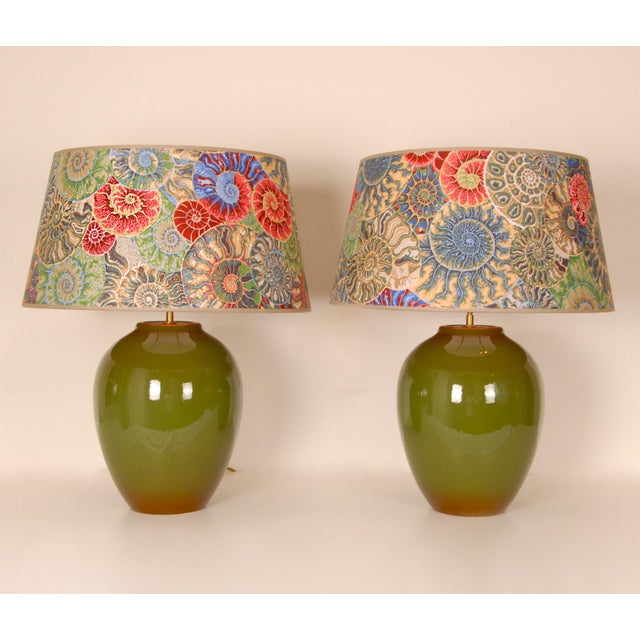 French Vintage table lamps vase lamps, a pair Material: Porcelain - Ceramic Design : Robert Kostka France (Marked with...