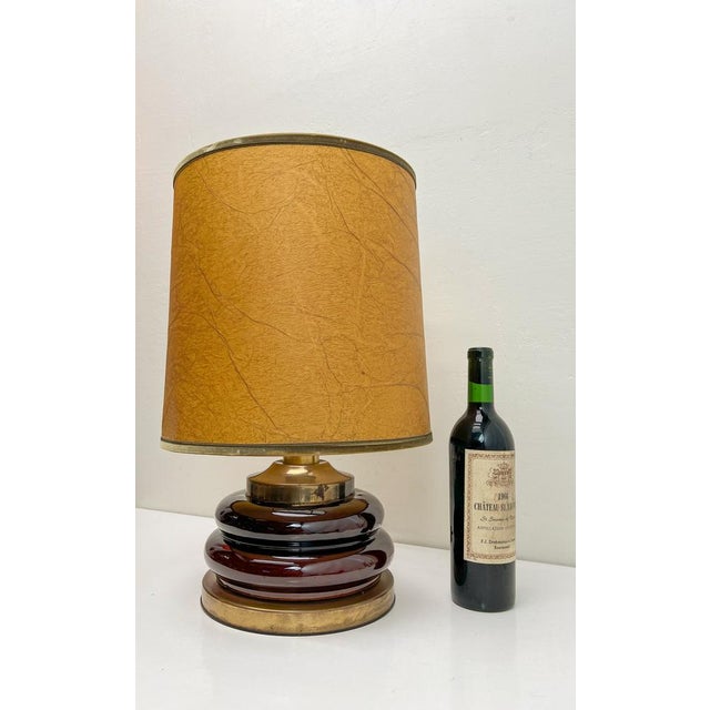Mid-Century Modern Double Bubble Brown Glass Table Lamp, Italy, 1970s For Sale - Image 10 of 11