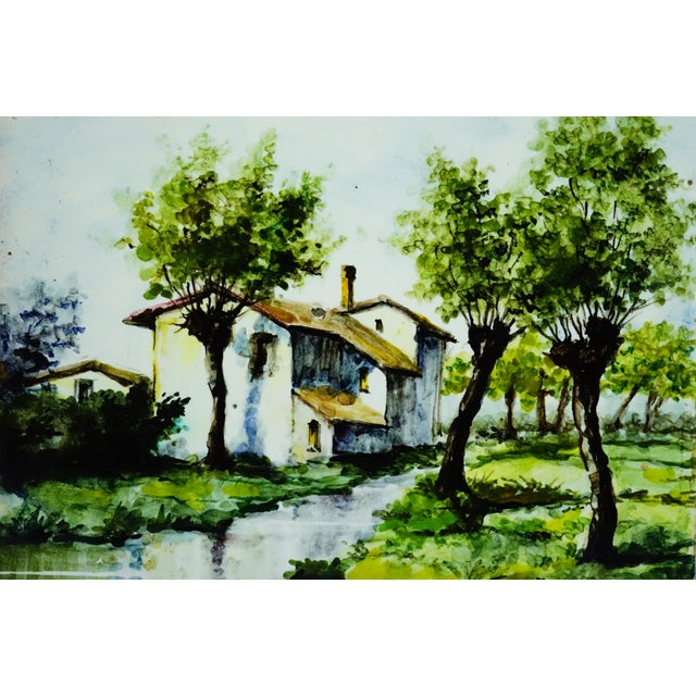 Roman Ceramic Tiles with Painted Landscape, Monterotondo, 1940s, Set of 3 For Sale - Image 12 of 18