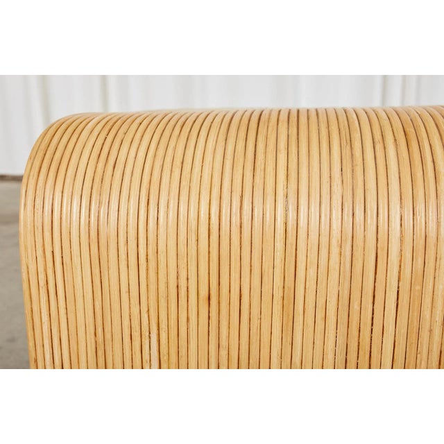 Karl Springer Style Pencil Reed Rattan Waterfall Drink Table For Sale - Image 9 of 13