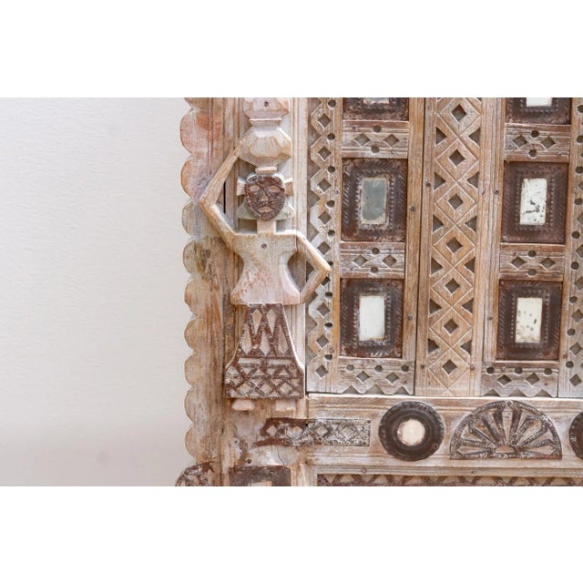 1950s Ornate Indian Damachiya Cabinet W/Mirror Work For Sale - Image 11 of 12
