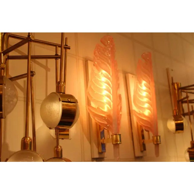 Leaf-Shaped Pink Murano Glass Wall Sconces in the style of Barovier, 2000s, Set of 2 For Sale - Image 16 of 18
