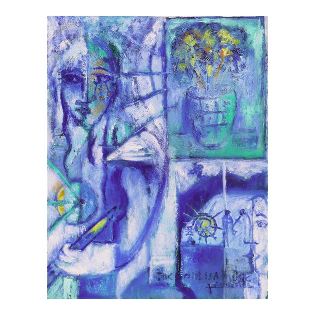 'The Soul Is Music' by Jose Da Silveira, France, Provence, California, Post Impressionist Figural Oil Circa 2002 For Sale