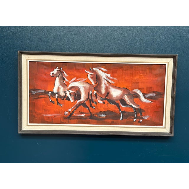 Scandinavian Artist, Trio Horses, 1960s, Oil on Canvas, Framed For Sale - Image 8 of 15