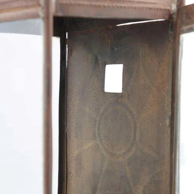English 19th Century Anglo Indian Toleware and Glass Portable / Wall Candle Lantern For Sale - Image 3 of 6