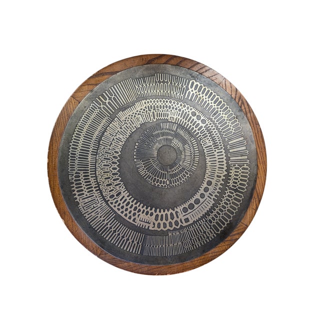 1970s Italian Brutalist Etched Side Table by G. Urso For Sale - Image 4 of 4